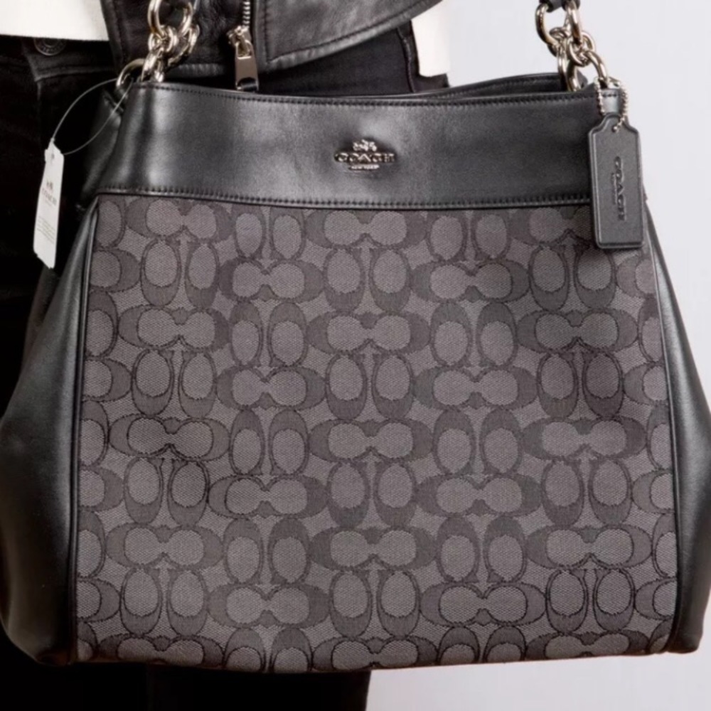 Authentic COACH leather Lexy Jacquard shoulder bag - Picture 3 of 8